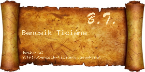 Bencsik Ticiána névjegykártya